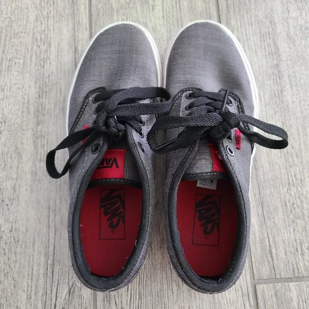Vans mens Atwood textile black grey and red low top canvas sneakers size 7